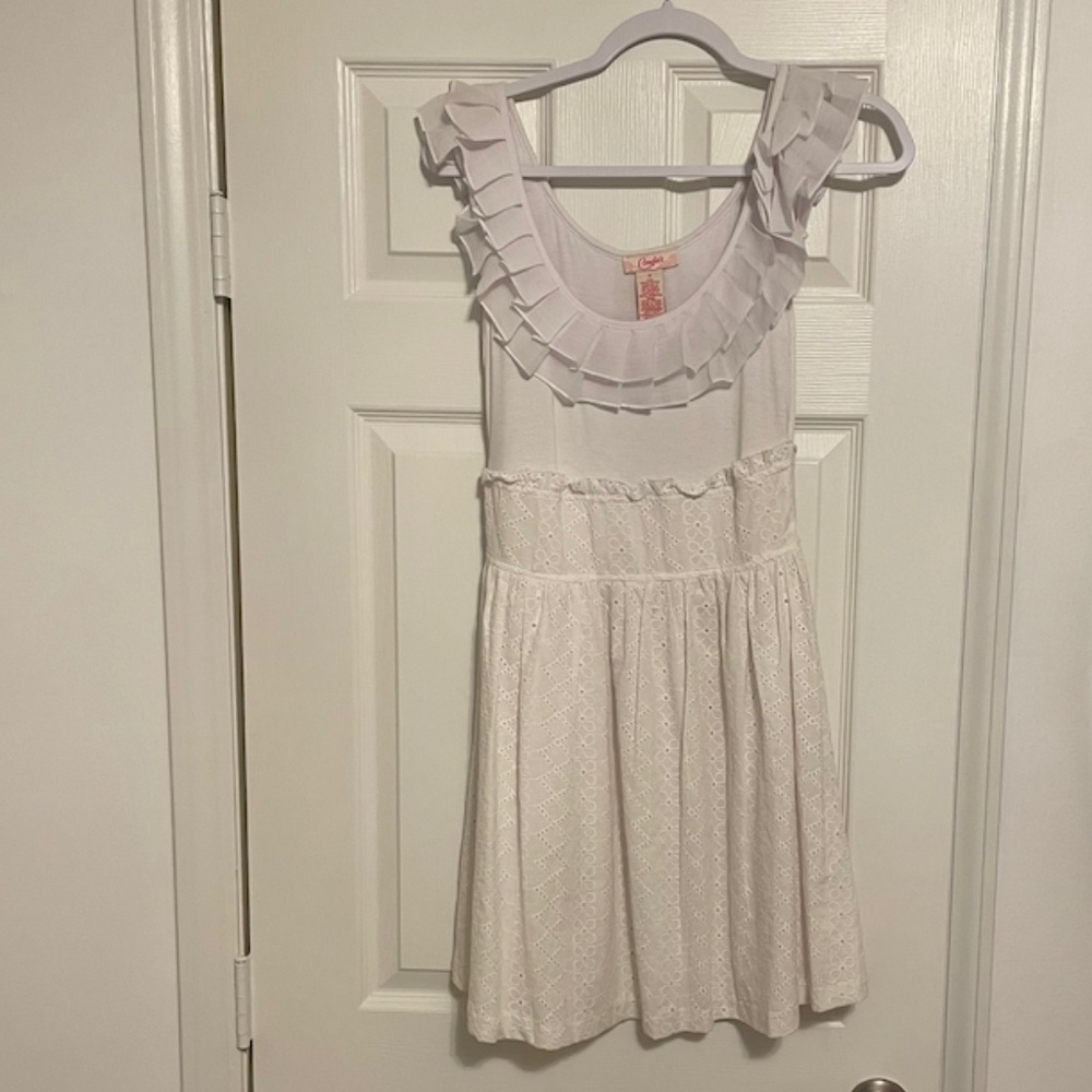 Candie's White Eyelet Dress with Lace Top, Size 5